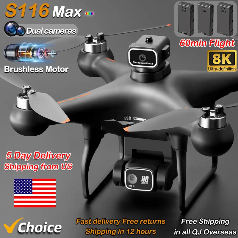 S116 MAX Drone Professional with 3 Batteries 8K Dual Camera